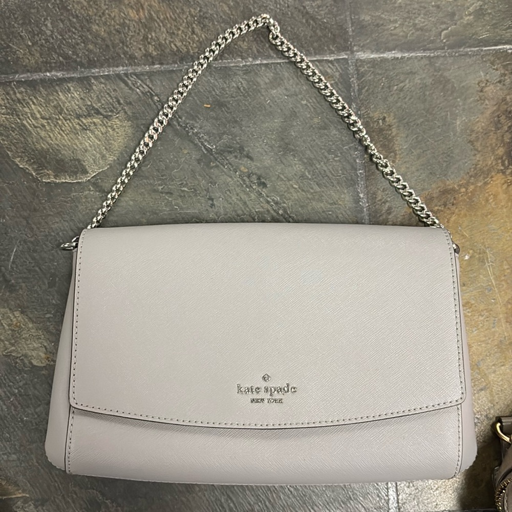 Kate Spade taupe colored crossbody purse.